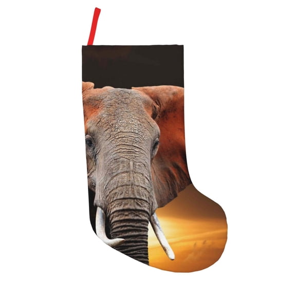 Picia Elephant Sunset in Kenya for 18in Christmas Stockings, Xmas Stocking for Kids, Holiday and Family Stocking for Fireplace or Party Decoration