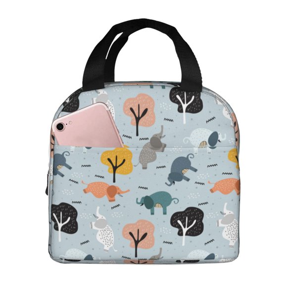 Picia Elephant Tree Printed Lunch box Lunch bag for Men Women Large Capacity Lunchbox Reusable Lunch Bags Insulated Lunch Bag Lunch Box Cooler
