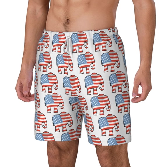 Picia Elephant pattern Mens Swim Trunks with Compression Liner Stretch Beach Shorts Quick Dry with Zipper Pockets No-Chafing Board Shorts-Small