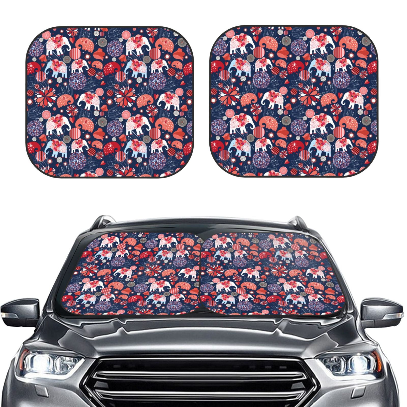Picia Elephants 2 Piece Car Windshield Sun Shade Foldable Foldable