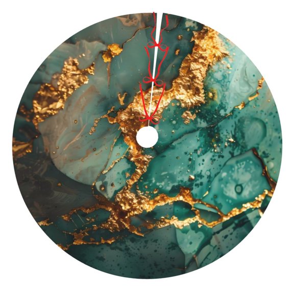 Picia Emerald Color Gold Marble Print Christmas Tree Skirt , Christmas Tree Skirt Ornaments for Merry Christmas Holiday Party Decorations Indoor Outdoor-30"