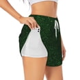 thumbnail image 1 of Picia Emerald Green Sparkling Pattern Women's 2 in 1 Athletic Running Shorts High Waisted Workout Casual Gym Sweat Shorts with Comfy Liner Zipper Pockets-XX-Large, 1 of 9