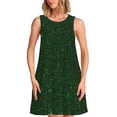 thumbnail image 1 of Picia Emerald Green Sparkling Print Women’s Sleeveless Midi Swing Dress – A-Line Pleated Tank Sundress, Comfortable and Flowy T-Shirt Dress, 1 of 7