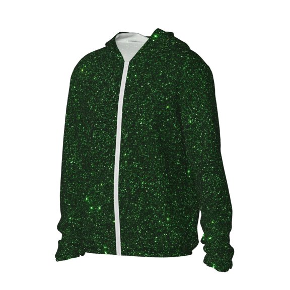 Picia Emerald Green Sparkling Women's Men's UPF 50+ Sun Protection Hoodie Shirt Long Sleeve SPF Fishing Outdoor UV Hiking Lightweight Shirts-3X-Large