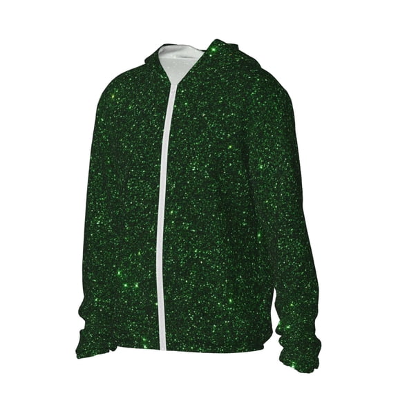 Picia Emerald Green Sparkling Women's Men's UPF 50+ Sun Protection Hoodie Shirt Long Sleeve SPF Fishing Outdoor UV Hiking Lightweight Shirts-Medium