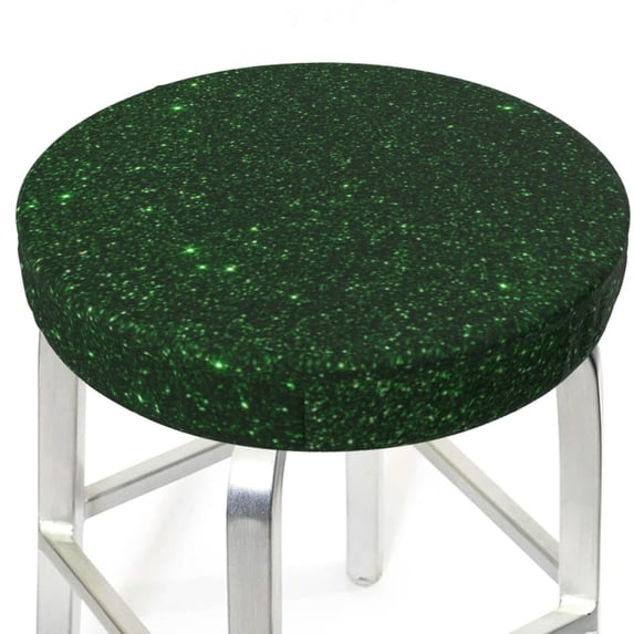 Picia Emerald Green Sparkling pattern Round Stool Covers Comfy Seat Covers Stretch Removable WashableChair Slipcover Round Bar Chair Cushion Cover-14 inch