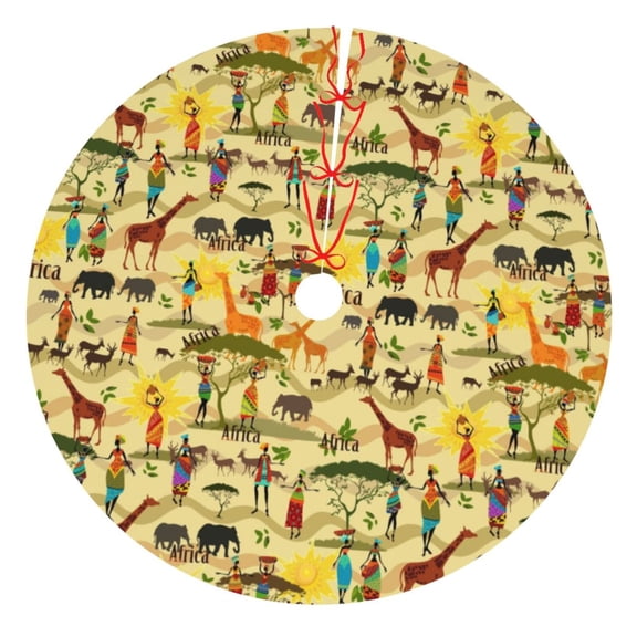 Picia Ethnic African Print Christmas Tree Skirt , Christmas Tree Skirt Ornaments for Merry Christmas Holiday Party Decorations Indoor Outdoor-30"