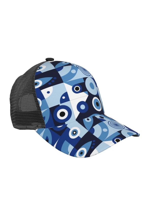 Evil Eye Pattern Trucker Hat,Baseball Cap,Sun Protection Cap,Stylish Headwear,Leisure Cap,Outdoor Sports Cap