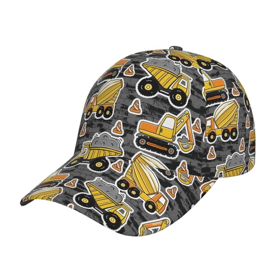 Picia Excavator At Work pattern Trucker Low Profile Hat Men Women Baseball Cap Dad Hat Adjustable Unconstructed Plain Cap