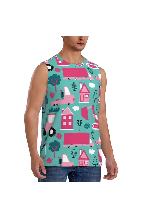 Excavator mens Cotton Tank Undershirts , Moisture-wicking Ribbed Tanks, Lightweight Cotton Tank Undershirts-Large