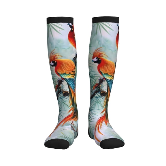Picia Exotic Birds Forest Printed Sports Compression Socks - 15-20mmHg Graduated Compression, High-Performance Soft and Breathable Socks for Men and Women