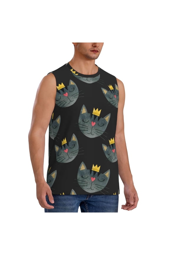 Faces Of The Cat mens Cotton Tank Undershirts , Moisture-wicking Ribbed Tanks, Lightweight Cotton Tank Undershirts-Large