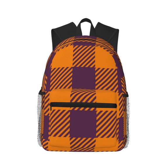 Picia Fall Buffalo Plaid Large Capacity Backpack Classic Style Backpack Casual Backpack Water-Resistant School Work Travel Outdoor Backpack