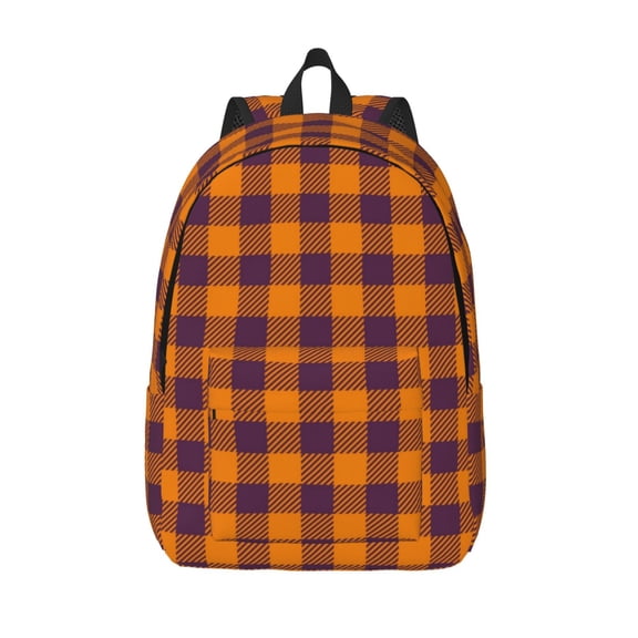 Picia Fall Buffalo Plaid Printed Canvas Daypack - Stylish and Durable Vintage Compact Backpack - Class, Work, Travel, or Laptop Bookbag,Organized Compartments-Medium