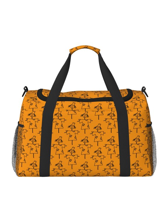 Fall Cute Simple Scarecrow Print Travel Duffle Bag,Weekender Bags for Women with Shoe Compartment, Gym Duffel Bag with Wet Pocket, Hospital Bags for Labor and Delivery