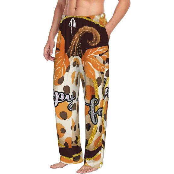 Picia Fall Farmhouse Pumpkins Mens Soft Woven Cotton Elastic Waistband Sleep Pajama Pant Lounge Sleep Pant With Pockets And Drawstring-X-Large