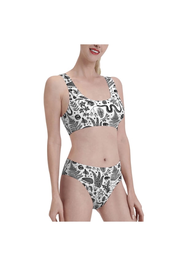 Fall Forest Women's High Waisted Bikini Scoop Neck Swimsuit Two Pieces Bathing Suit-Large