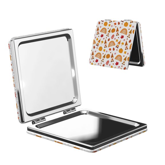 Picia Fall Gnomes Harvest for Compact Vanity Mirror , Travel Makeup Mirror , Portable Magnifying Cosmetic Mirror for Daily, Work, Business-Square