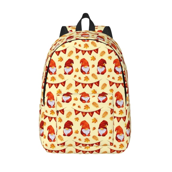 Picia Fall Gnomes Printed Canvas Daypack - Stylish and Durable Vintage Compact Backpack - Class, Work, Travel, or Laptop Bookbag,Organized Compartments-Small
