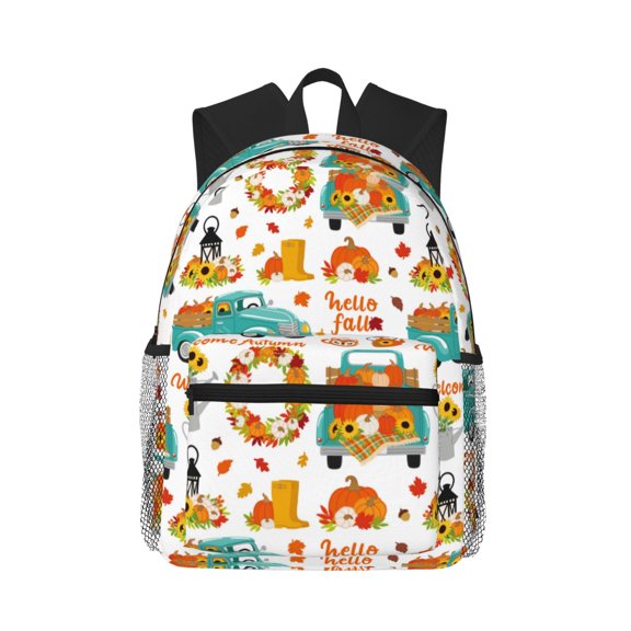 Picia Fall Pumpkins And Sunflowers Large Capacity Backpack Classic Style Backpack Casual Backpack Water-Resistant School Work Travel Outdoor Backpack