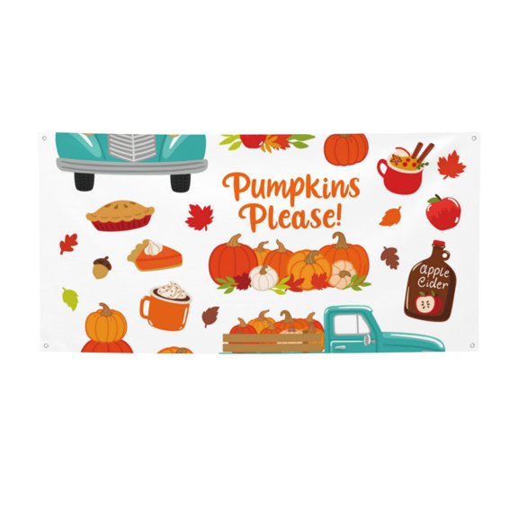 Picia Fall Pumpkins Pattern Party Banner, Festive Decoration, Holiday Banner, Celebration Decor, Event Banner, Reusable Party Banner-Medium