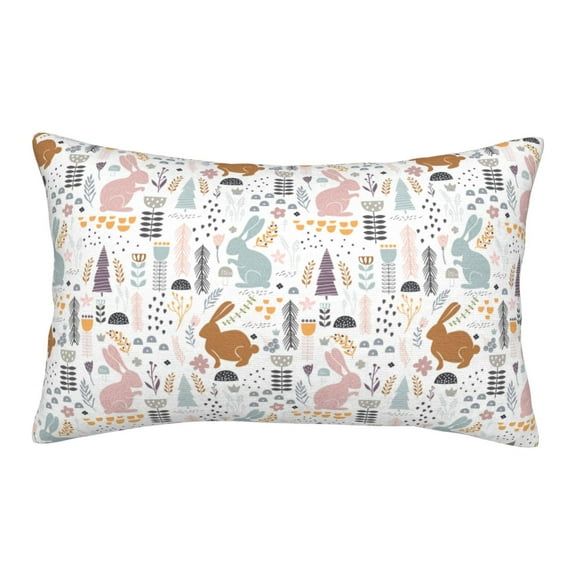 Picia Fall Rabbit Pattern Plush Pillow Case – Soft and Cozy Cushion Cover, Hypoallergenic Throw Pillow Case for Home Decor-14"x20"