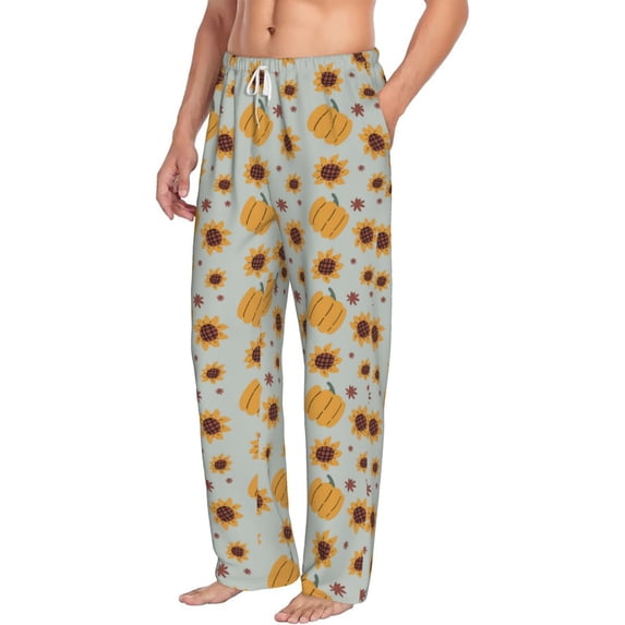 Picia Fall Thanksgiving Day Mens Soft Woven Cotton Elastic Waistband Sleep Pajama Pant Lounge Sleep Pant With Pockets And Drawstring-Small