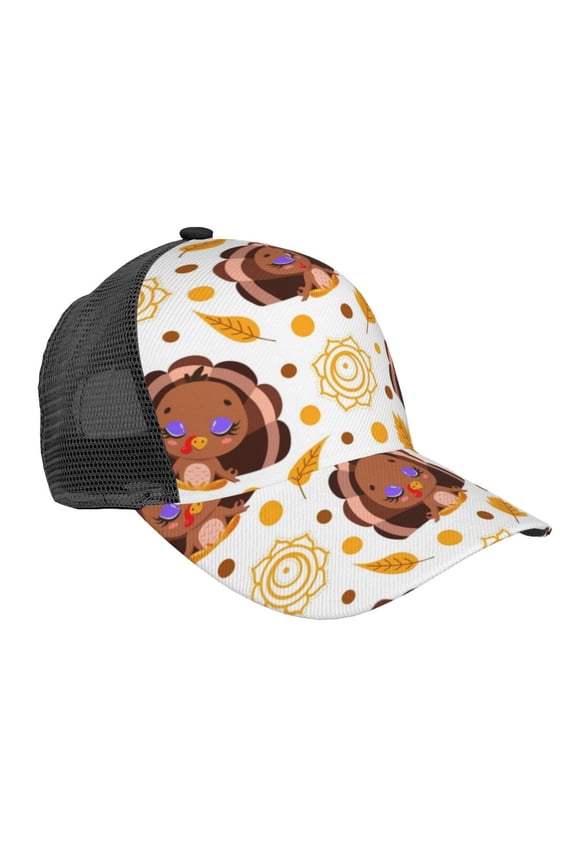 Fall Turkey Pattern Trucker Hat,Baseball Cap,Sun Protection Cap,Stylish Headwear,Leisure Cap,Outdoor Sports Cap