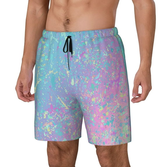 Picia Fantasy Gradient pattern Mens Swim Trunks with Compression Liner Stretch Beach Shorts Quick Dry with Zipper Pockets No-Chafing Board Shorts-3X-Large
