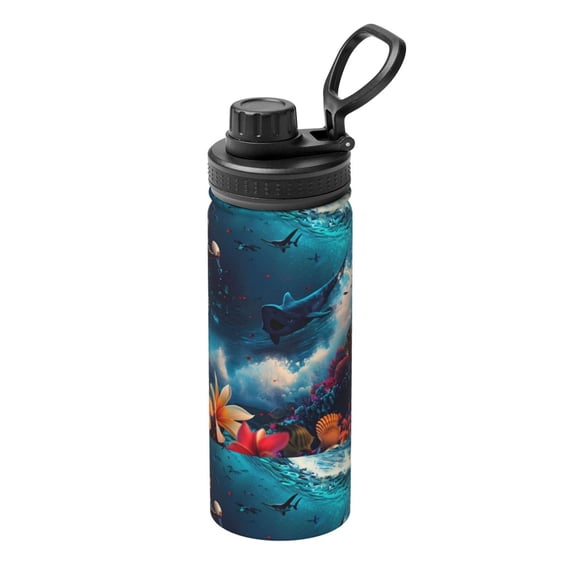 Picia Fantasy Underwater Adventure Pattern Water Bottle 18 oz Stainless Steel Insulated Bottles With Handle Leak Proof Gym Sport Water Jug BPA-free insulated kettle For Men Women Adults