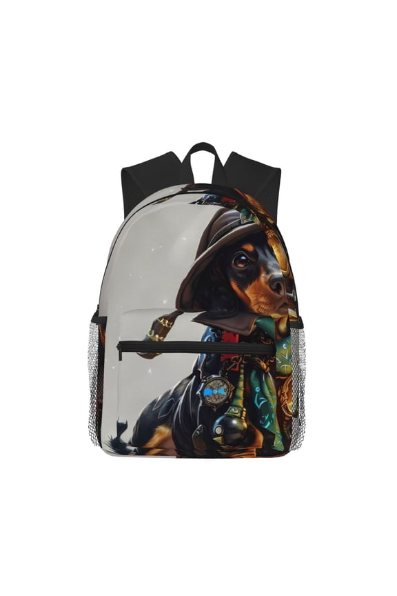 Fantasy Wizard Dog Art Large Capacity Backpack Classic Style Backpack Casual Backpack Water-Resistant School Work Travel Outdoor Backpack