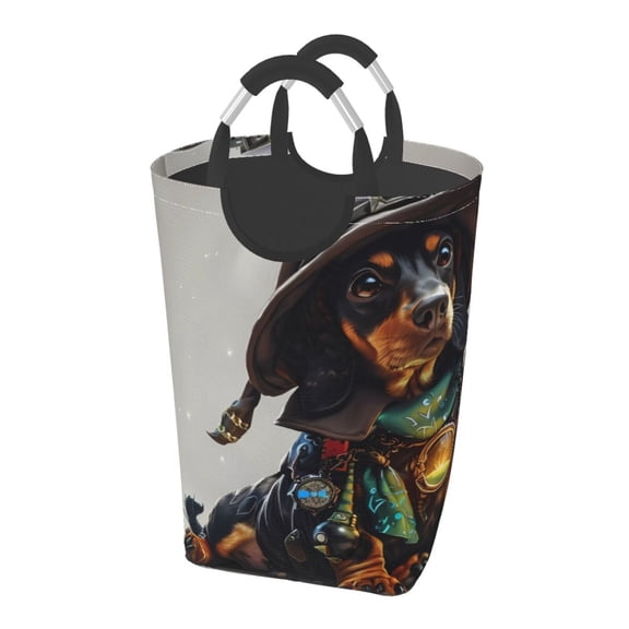Picia Fantasy Wizard Dog Art Laundry Basket With Handles Laundry Hamper Toys Storage Organizer Foldable Bucket Washing Bin Dirty Clothes Bag For Home Bathroom Bedroom Dorm