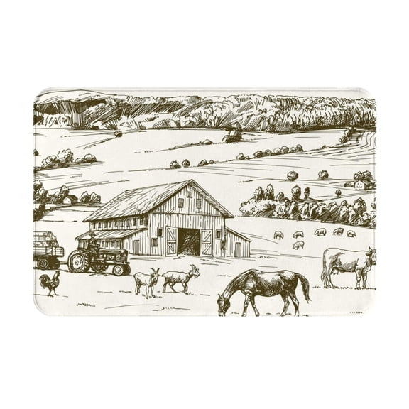 Picia Farm Animals 2 Pattern Flannel Doormat – 16x24 Inch Non-Slip Indoor Mat, Absorbent & Quick-Dry Rug for Entryway, Bathroom, Kitchen, and Bedroom, Machine Washable
