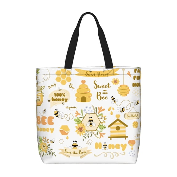Picia Farm Bee Cute Honey for Tote Bag for Women with Zipper, Gym Tote with Compartments, Laptop Work Tote Nurse Dance Yoga Bag for Sport, Travel
