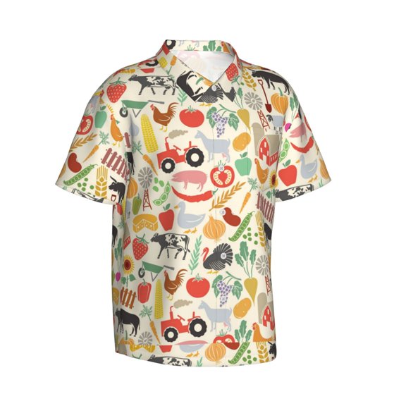 Picia Farm Gentle Cotton Regular Fit Short Sleeve Casual Hawaiian Shirt for Men-3X-Large