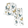 thumbnail image 1 of Picia Farm Roosters Pattern Women’s Long-Sleeve Sleepwear Set - Soft 2-Piece Loungewear with Pockets, Comfy PJs for Relaxing Nights-Large, 1 of 7