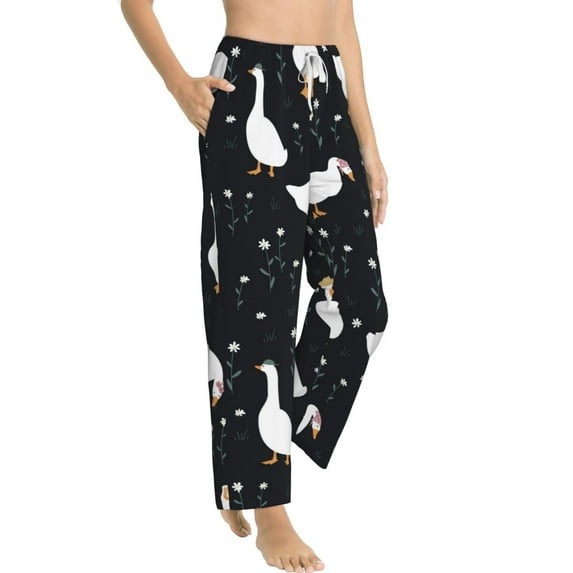 Picia Fashionable Goose Womens Soft Woven Cotton Elastic Waistband Sleep Pajama Pant Lounge Sleep Pant With Pockets And Drawstring-Small