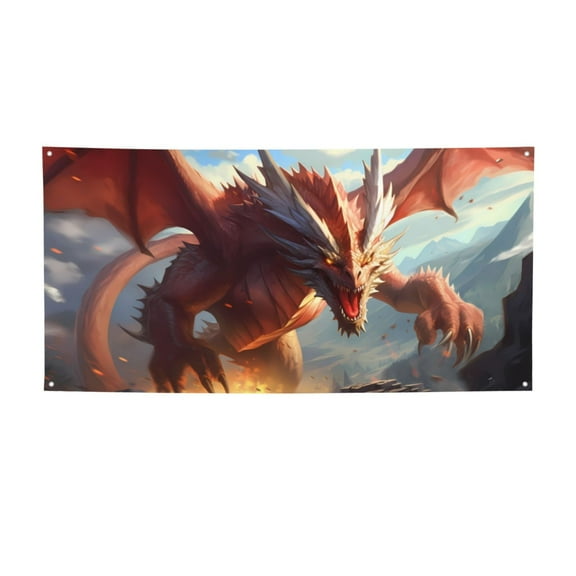Picia Ferocious Dragon Fury Pattern Party Banner, Festive Decoration, Holiday Banner, Celebration Decor, Event Banner, Reusable Party Banner-Medium