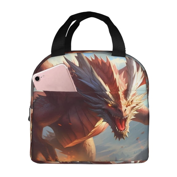 Picia Ferocious Dragon Fury Printed Lunch box Lunch bag for Men Women Large Capacity Lunchbox Reusable Lunch Bags Insulated Lunch Bag Lunch Box Cooler