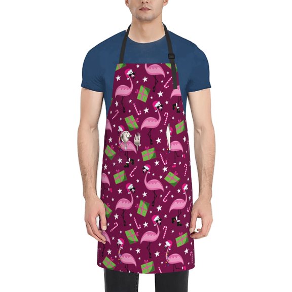 Picia Festive Flamingos Waterproof Apron for Unisex Adult - Adjustable Bib Apron with Pockets, Ideal for Cooking, Gardening, Painting, and Household Chores
