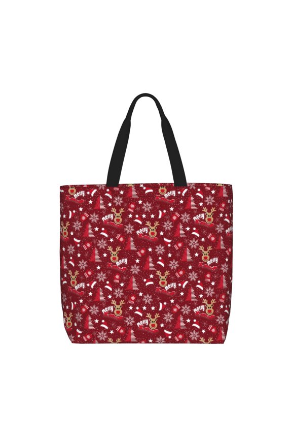 Festive Reindeer for Tote Bag for Women with Zipper, Gym Tote with Compartments, Laptop Work Tote Nurse Dance Yoga Bag for Sport, Travel