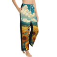 thumbnail image 1 of Picia Field Style Bicycle Young Sunflower Womens Soft Woven Cotton Elastic Waistband Sleep Pajama Pant Lounge Sleep Pant With Pockets And Drawstring-Large, 1 of 9