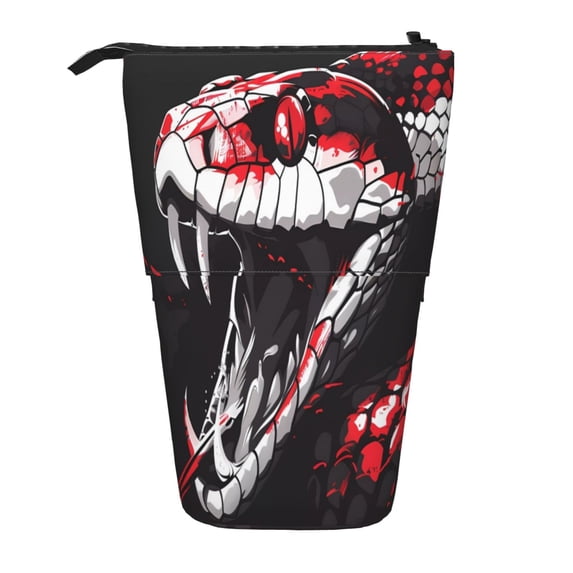 Picia Fierce Red Viper Graphic Art Print Telescopic Pencil Case, Telescopic Pen Holder Telescopic Pencil Pouch Bag Stationery Pencil Case Box Storage Organizer Makeup Bag