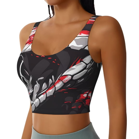 Picia Fierce Red Viper Graphic Art Sports Bra for Women,Padded Strappy Sports Bras Medium Support Yoga Bra with Removable Cups,Running Yoga Bra-Small