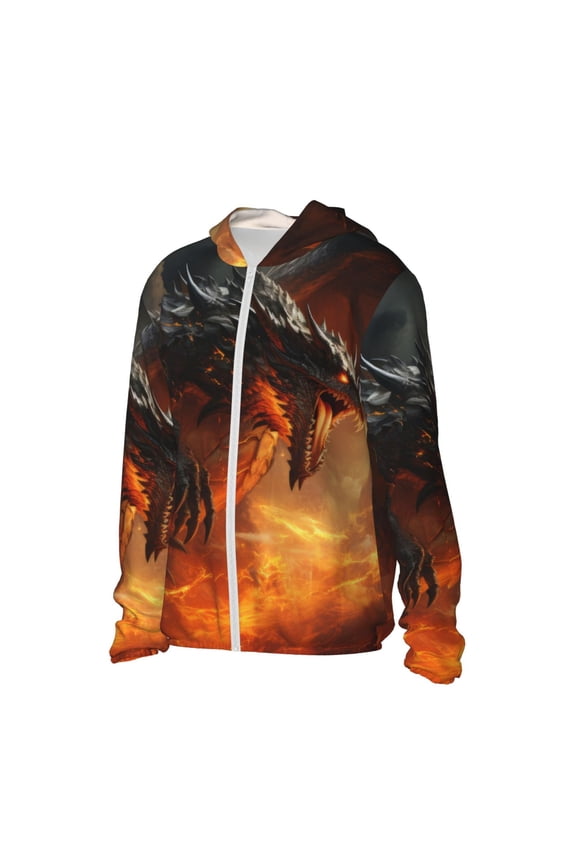 Fiery Dragon Of Chaos Women's Men's UPF 50+ Sun Protection Hoodie Shirt Long Sleeve SPF Fishing Outdoor UV Hiking Lightweight Shirts-Medium