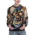 thumbnail image 1 of Picia Fiery Skull Trio Pattern Casual Women's Hoodie, Hooded Sweatshirt with Kangaroo Pocket, Comfortable Pullover with Eye-catching Drawstrings-XX-Large, 1 of 7