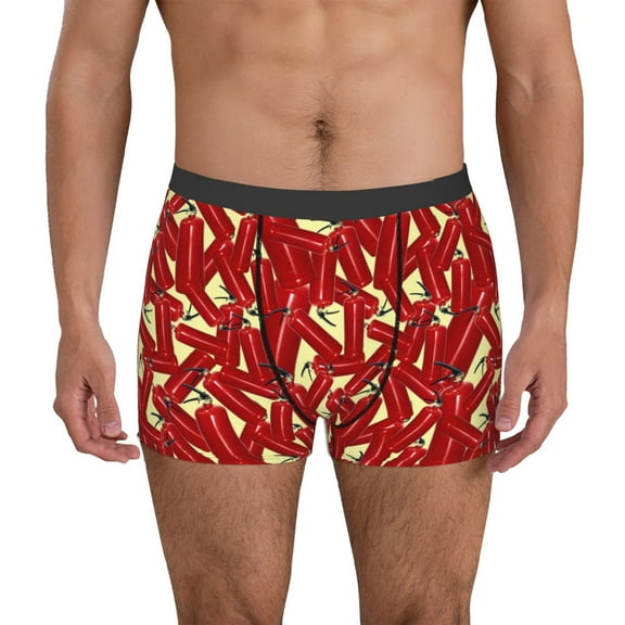 Picia Fire Extinguisher Pattern Men’s Boxer Briefs – Soft & Breathable Underwear, Stretchy & Comfortable Fit, Supportive Pouch Design, Moisture-Wicking-Large