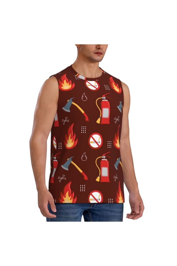 Fire Extinguisher mens Cotton Tank Undershirts , Moisture-wicking Ribbed Tanks, Lightweight Cotton Tank Undershirts-Large