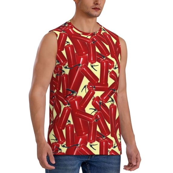 Picia Fire Extinguisher mens Cotton Tank Undershirts , Moisture-wicking Ribbed Tanks, Lightweight Cotton Tank Undershirts-Medium