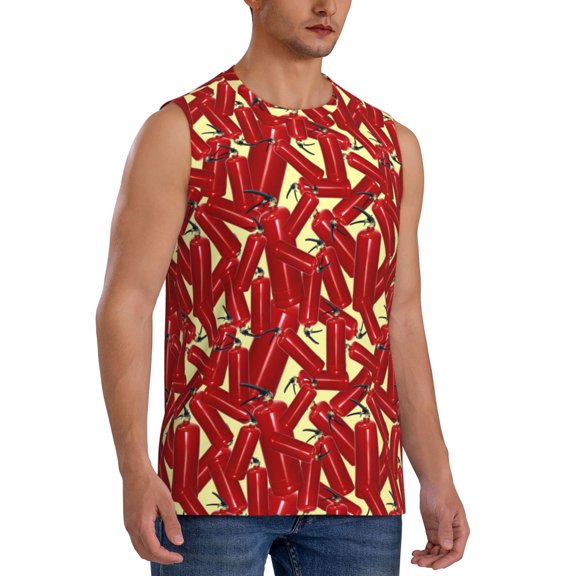 Picia Fire Extinguisher mens Cotton Tank Undershirts , Moisture-wicking Ribbed Tanks, Lightweight Cotton Tank Undershirts-Small